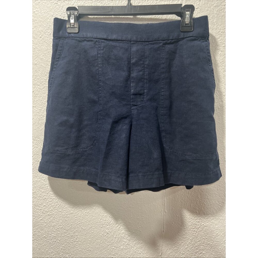 Banana Republic Shorts Womens S‎  Navy Blue Pull-On Elastic Waist Linen Rayon